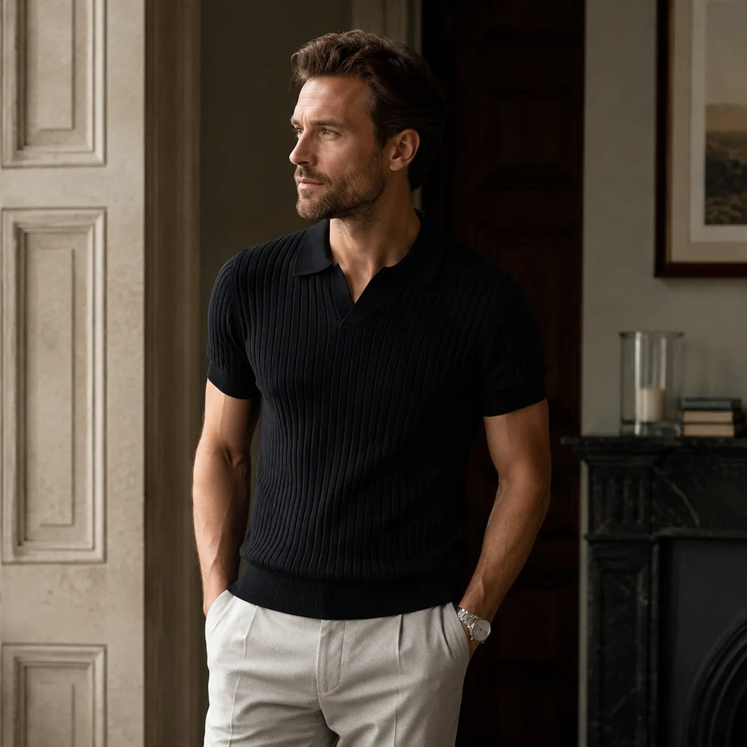 Luca Ribbed Knit Polo