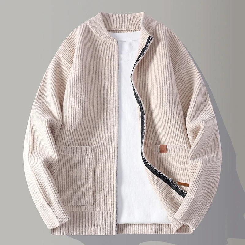 Alden Ribbed Knit Jacket - ribbed knit zip-up jacket