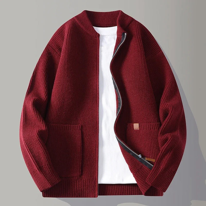 Alden Ribbed Knit Jacket - ribbed knit zip-up jacket