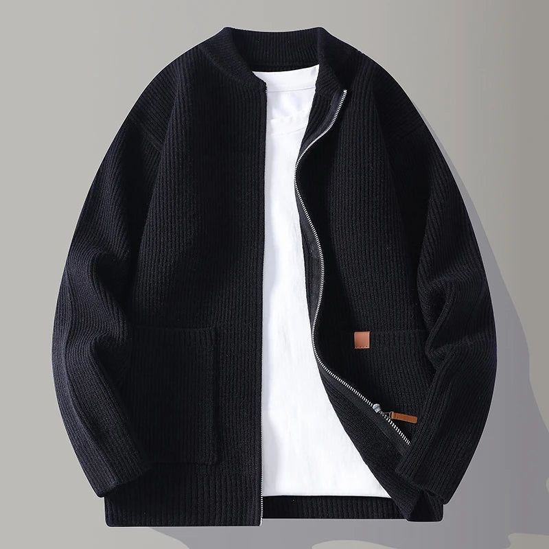 Alden Ribbed Knit Jacket - ribbed knit zip-up jacket