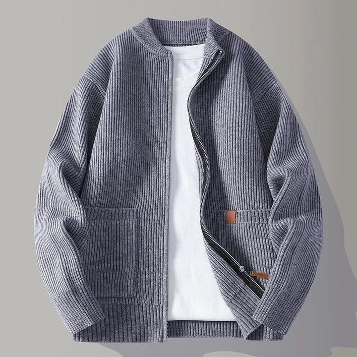 Alden Ribbed Knit Jacket - ribbed knit zip-up jacket