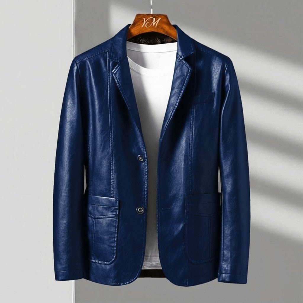 Alessandro Verdi Leather Jacket - Royal Blue
