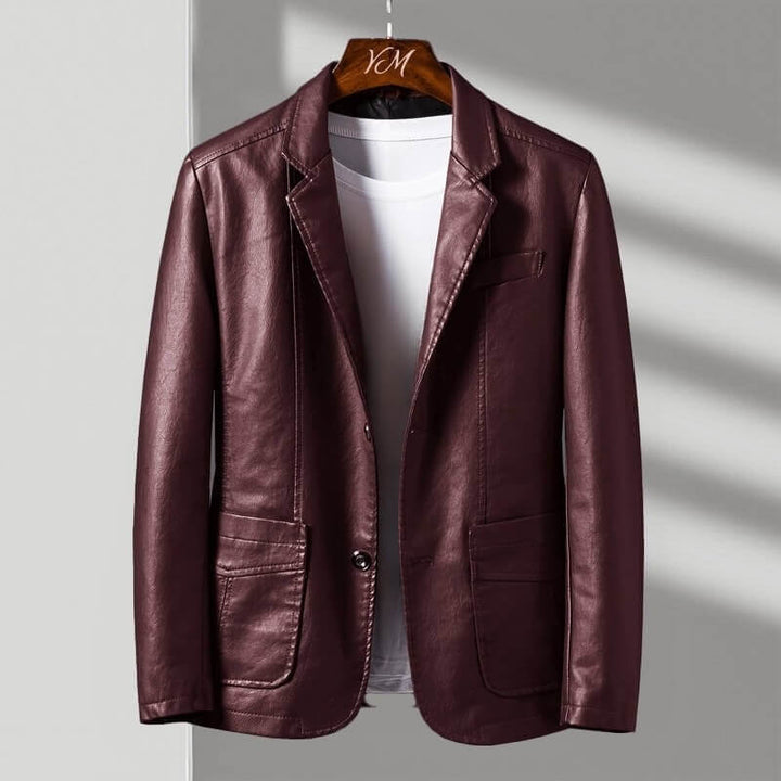 Alessandro Verdi Leather Jacket - Burgundy Red