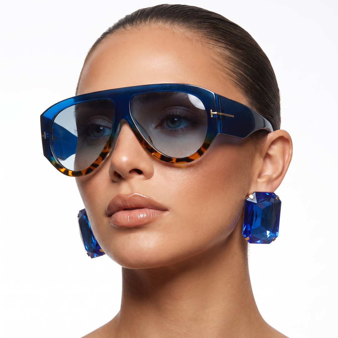 Delaney Oversized Sunglasses in Sapphire