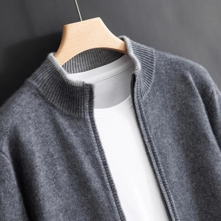 Kensington Cashmere Zip Jacket in Khaki